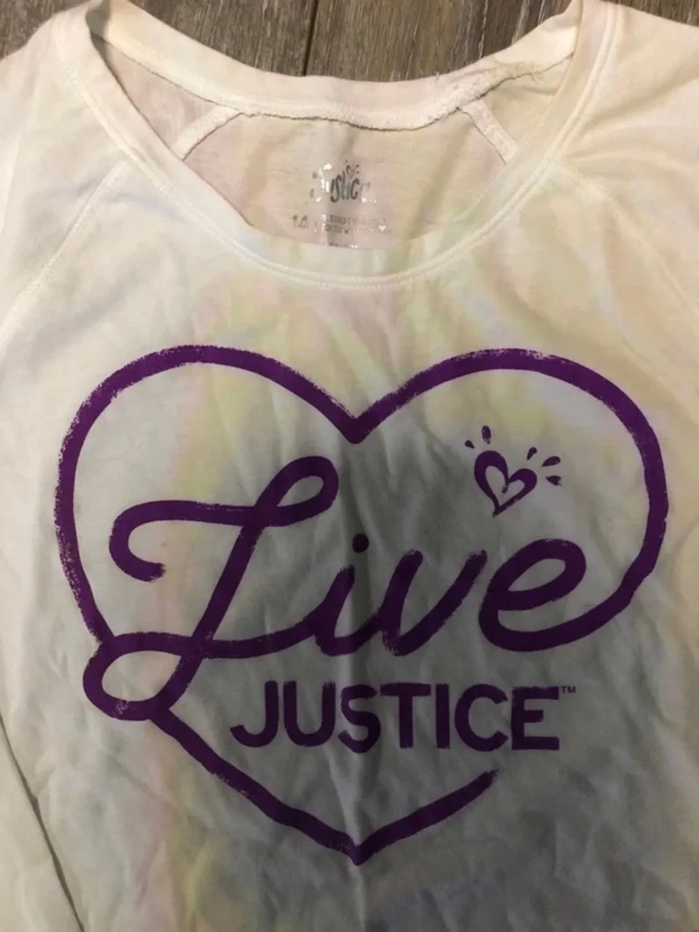 Justice White Long-Sleeve 'Live' Heart Graphic Tee
